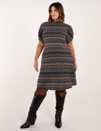 Curve Zig Zag Smock Dress - 22/24 / MULTI