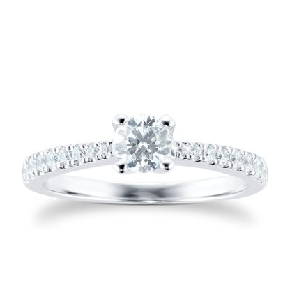 Platinum 1.00cttw Diamond Set Shoulder Solitaire Engagement Ring - Ring Size N