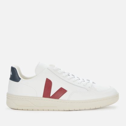 Veja Men's V-12 Leather Trainers - Extra White/Marsala/Nautico