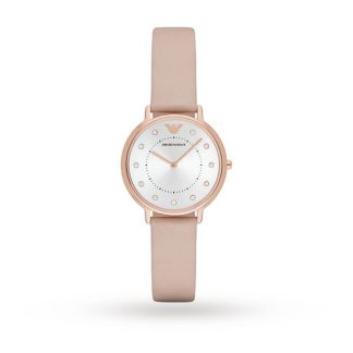 Women's Crystal Leather Pink Strap Watch