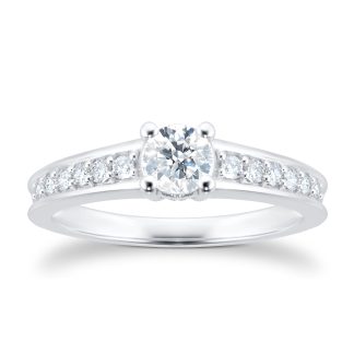 18ct White Gold 0.50ct Diamond Engagement Ring - Ring Size P