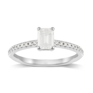 Constance Platinum Emerald Cut 0.64cttw Engagement Ring - Ring Size P