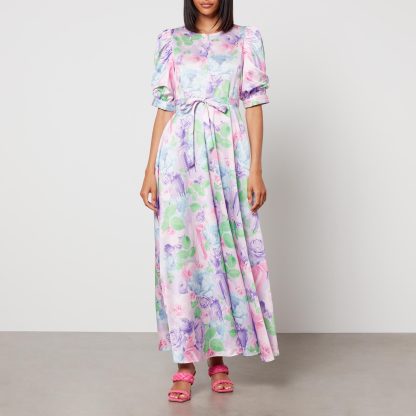 Cras Kaylacras Floral-Print Satin Maxi Dress