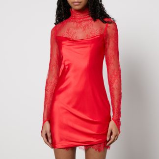 De La Vali Satin and Lace Mini Dress - UK 6