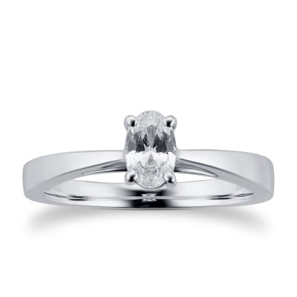 Platinum 0.50ct Oval Cut Solitaire Engagement Ring - Ring Size I