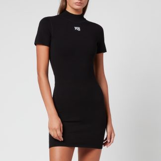 Alexanderwang.T Women's Bodycon Crewneck Tee Dress W/ Logo Patch - Black - XS