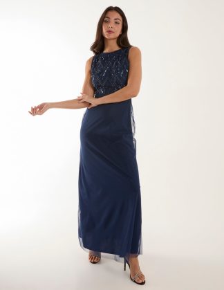 Embellished Maxi Dress - 10 / NAVY