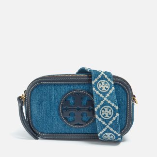 Tory Burch Miller Leather-Trimmed Denim Mini Crossbody Bag