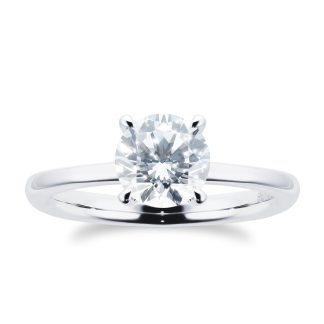 18ct White Gold Diamond Solitaire Engagement Ring - Ring Size K