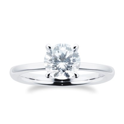18ct White Gold Diamond Solitaire Engagement Ring - Ring Size K