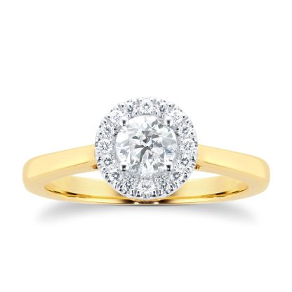 18ct Yellow Gold 0.50cttw Diamond Engagement Ring - Ring Size M