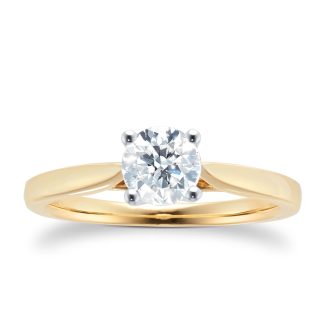 18ct Yellow Gold Brilliant Cut 0.70ct Goldsmiths Brightest Diamond Solitaire Engagement Ring - Ring Size L