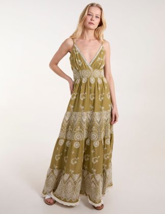 Cami Maxi Dress With Embroidery - 12 / GREEN