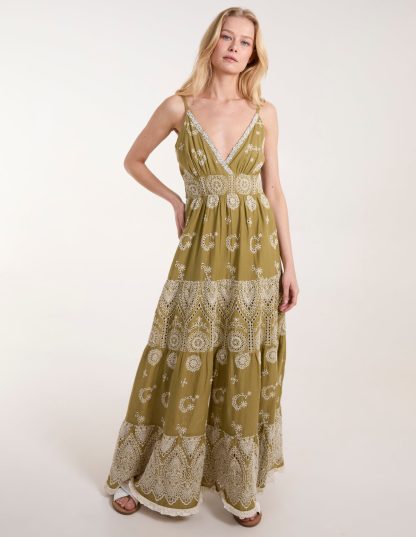 Cami Maxi Dress With Embroidery - 12 / GREEN