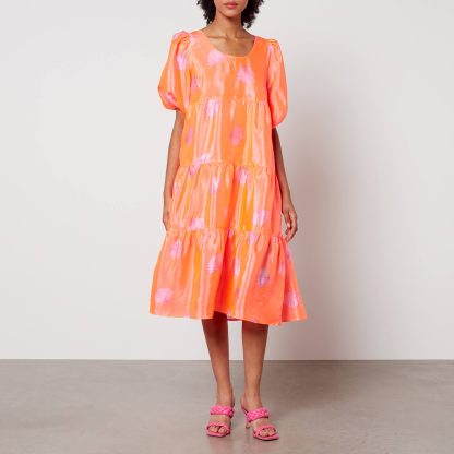 Cras Lyracras Printed Satin-Cloqué Midi Dress - EU 38/UK 12