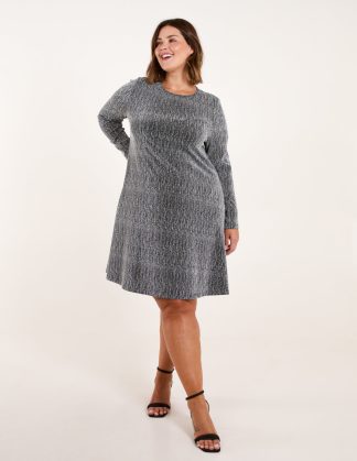 Curve Lurex Swing Dress - 22/24 / SILVER