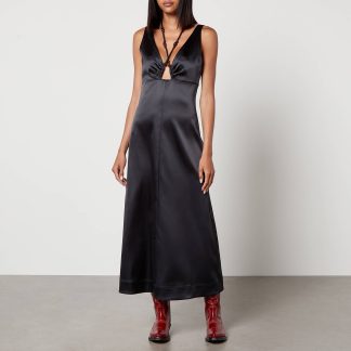 Ganni Satin Halterneck Midi Dress - EU 38/UK 10
