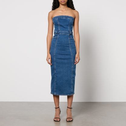 Good American Stretch-Denim Midi Dress - XL