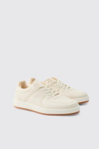 Mens Chunky Rope Lace Trainers In White, White