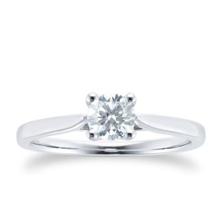 Platinum Brilliant Cut 0.50ct Goldsmiths Brightest Diamond Engagement Ring - Ring Size K