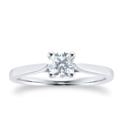 Platinum Brilliant Cut 0.50ct Goldsmiths Brightest Diamond Engagement Ring - Ring Size K