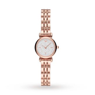 T-Bar Rose Gold Tone and White Dial Ladies Watch