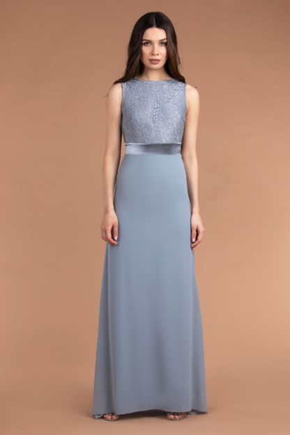 TFNC Halannah Lace Sleeveless Blue Grey Maxi Dress
