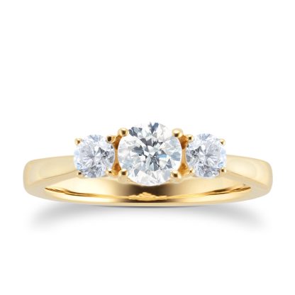 18ct Yellow Gold 1.00ct Diamond 3 Stone Engagement Ring - Ring Size L