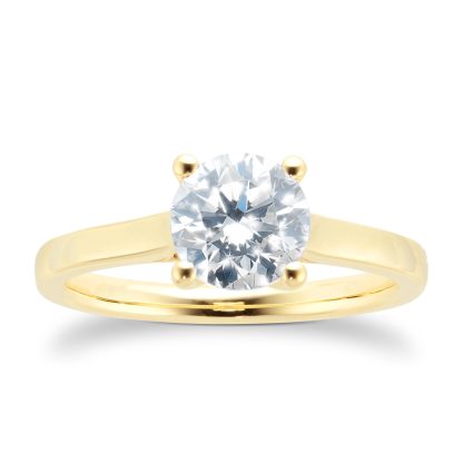 18ct Yellow Gold 1.50cttw Diamond Solitaire Engagement Ring - Ring Size M