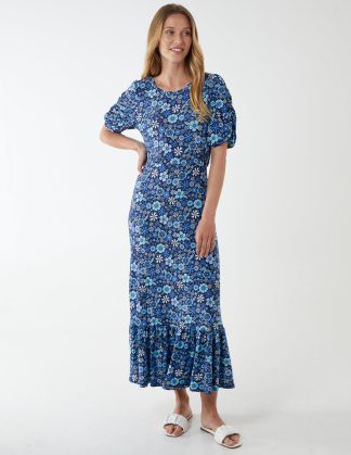 Double Back Tie Cut Out Maxi Dress - 14 / NAVY