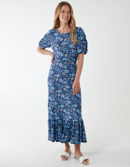 Double Back Tie Cut Out Maxi Dress - 14 / NAVY