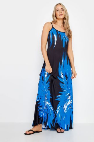 Lts Tall Black & Blue Floral Print Maxi Dress 22-24 Lts | Tall Women's Maxi Dresses