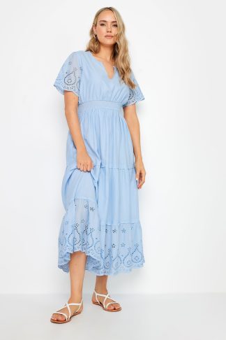 Lts Tall Blue Broderie Hem Maxi Dress 24 Lts | Tall Women's Summer Dresses