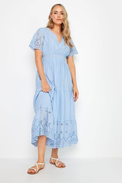Lts Tall Blue Broderie Hem Maxi Dress 24 Lts | Tall Women's Summer Dresses