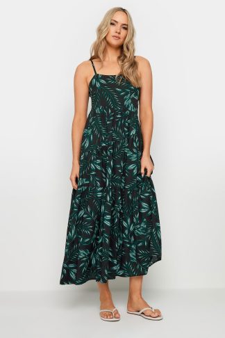 Lts Tall Dark Green Tropical Print Strappy Midaxi Dress 24 Lts | Tall Women's Midaxi Dresses