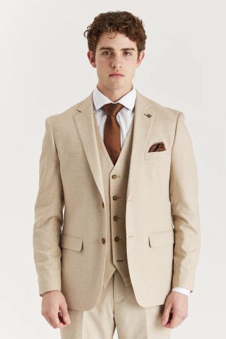 Mens Beige Men's Lightweight Summer Wedding Party 3 Piece Suit, Beige