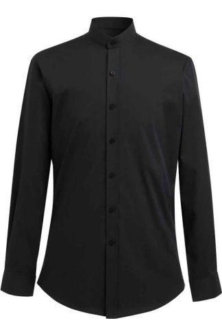 Mens Black Volterra Grandad Collar Formal Shirt, Black