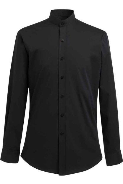 Mens Black Volterra Grandad Collar Formal Shirt, Black