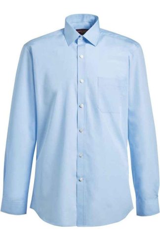 Mens Blue Rapino Poplin Long-Sleeved Formal Shirt, Blue