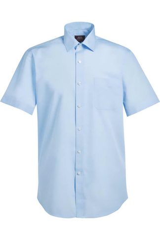 Mens Blue Rosello Poplin Short-Sleeved Formal Shirt, Blue