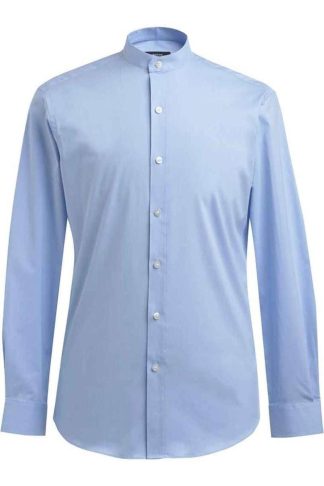 Mens Blue Volterra Grandad Collar Formal Shirt, Blue