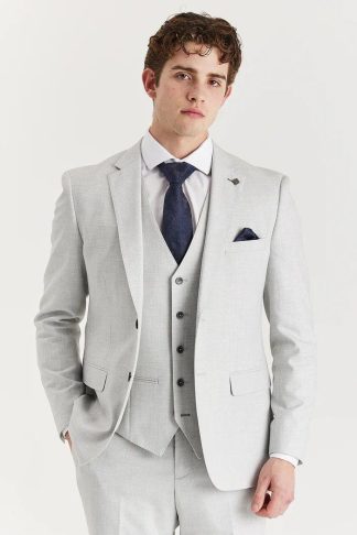Mens Grey Men's Lightweight Summer Wedding Party 3 Piece Suit, Grey