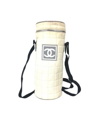 Mens Preloved Cylinder Quilted Crossbody Bag Unisex - White Shoulder Bags, White