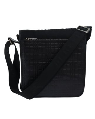 Mens Preloved Leather Crossbody Bag Unisex - Black Shoulder Bags, Black