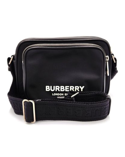 Mens Preloved Nylon Crossbody Bag Unisex - Black Shoulder Bags, Black