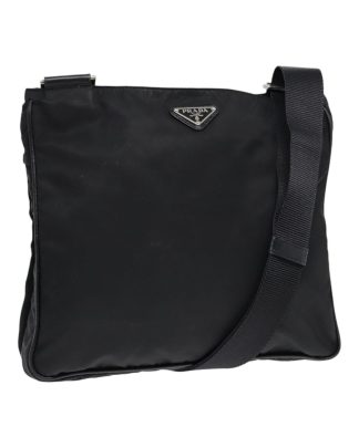 Mens Preloved Tessuto Crossbody Bag Unisex - Black Shoulder Bags, Black