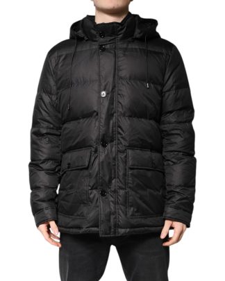 Mens Puffer Jacket with Hood - Black, Black