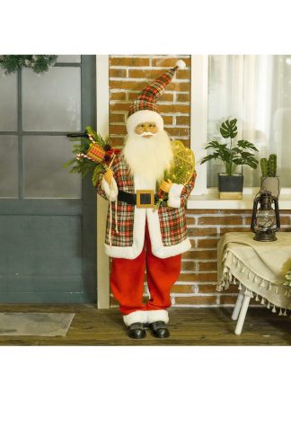 Mens Red 133cm Animated Santa Claus w/ Sound Activated Festive Music for Party, Red