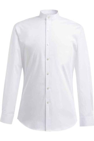 Mens White Volterra Grandad Collar Formal Shirt, White