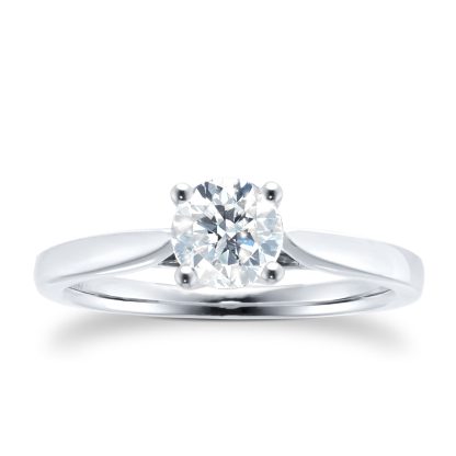 Platinum 0.70cttw Brilliant Cut Solitaire Diamond Engagement Ring- Ring Size J